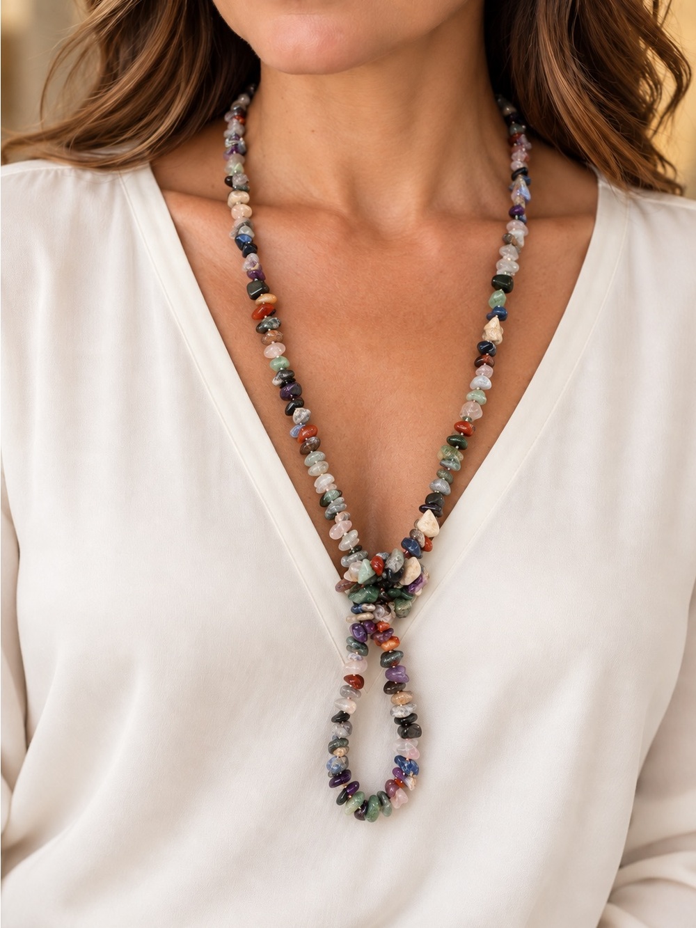 Beautiful 36” Multi-Stone Necklace — Wear It Several Ways